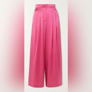 MAISON ESSENTIELE Net Sustain Pleated 100% Silk Wide-Leg Pants